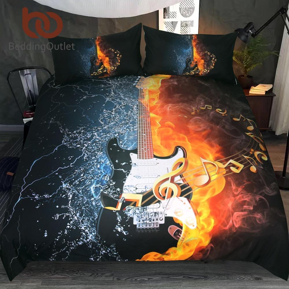Bass Guitar 3D Printed Et Fire And Water Music Vivid 3D Customized Duvet Cover Bedding Set