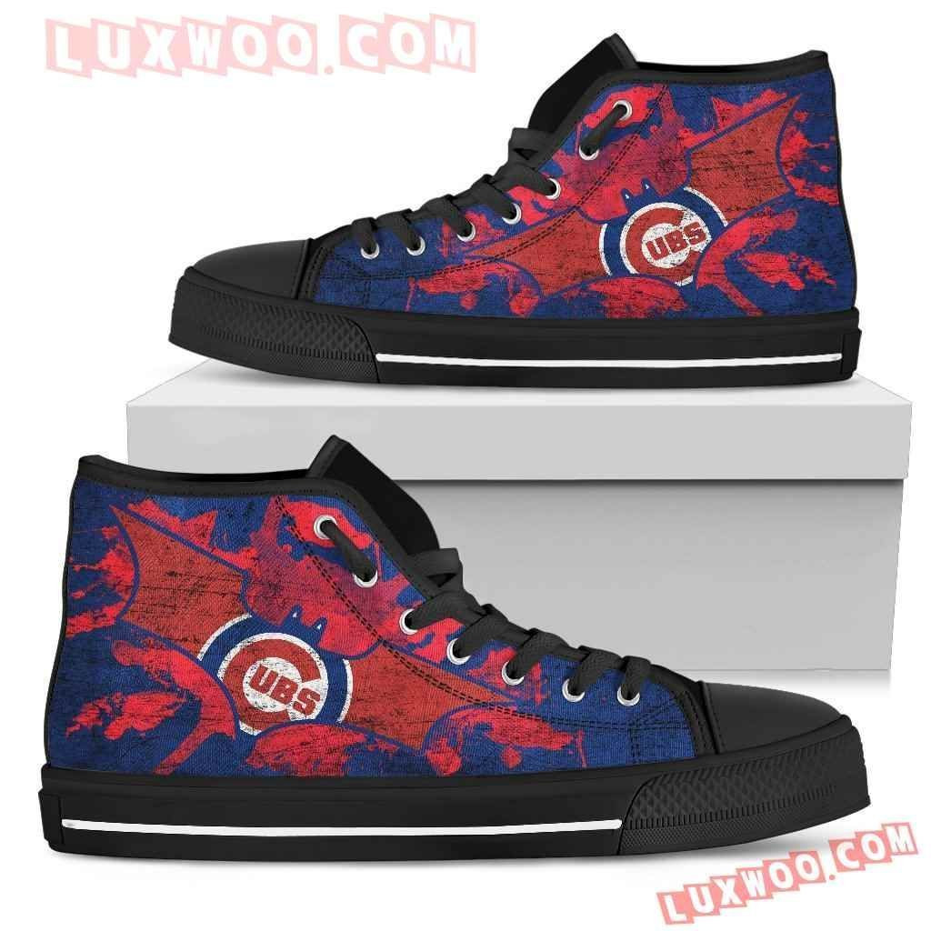 Batman Style Chicago Cubs High Top Shoes Sport Sneakers