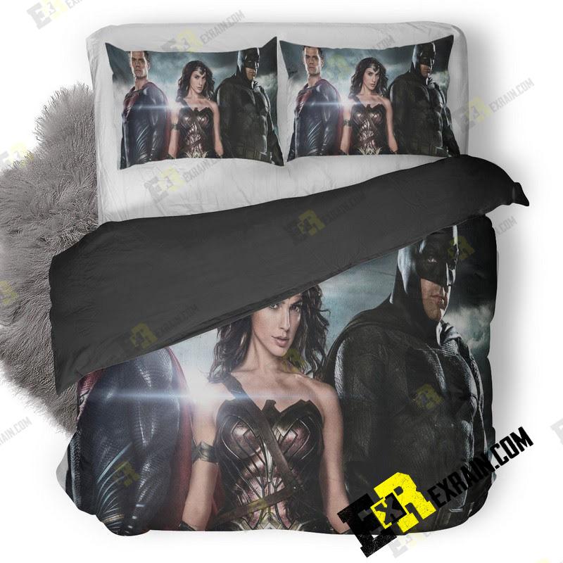 Batman Superman Wonder Woman Hd 3D Customized Duvet Cover Bedding Set