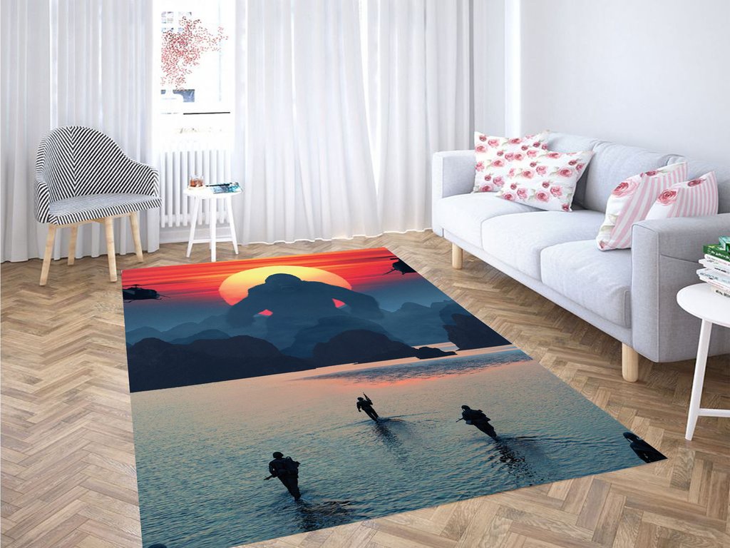 Battle With Kong Skull Island Living Room Modern Carpet Rectangle Rug