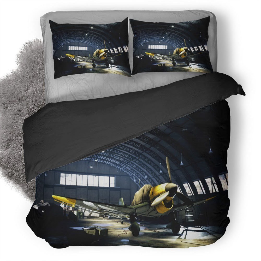 Battlefield Plane Hangar 3D Customized Duvet Cover Bedding Set