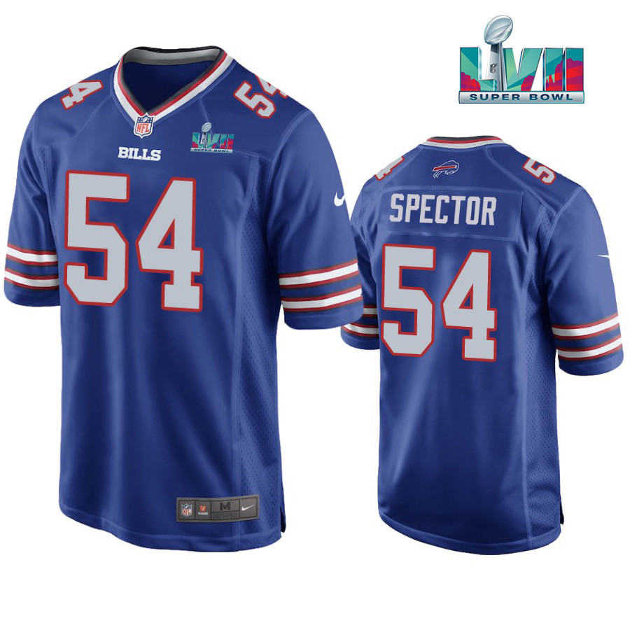 Baylon Spector 54 Buffalo Bills Super Bowl LVII Logo Game Player Men Stitched Jersey – Royal Stitched Jersey