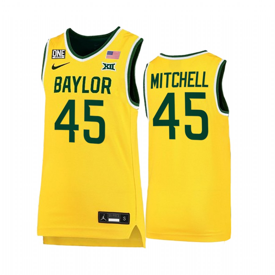 Baylor Bears Davion Mitchell Jersey College Gold NBA Alumni Uniform
