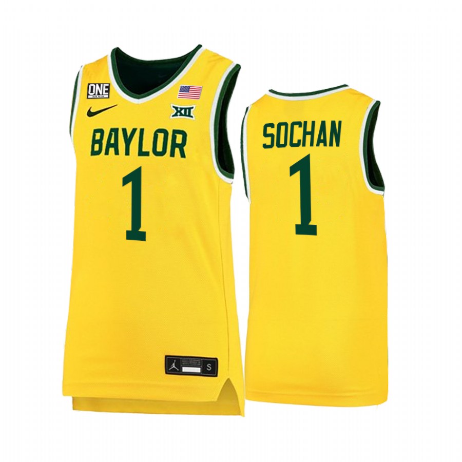 Baylor Bears Jeremy Sochan Jersey 2022 College Gold Big 12 Uniform