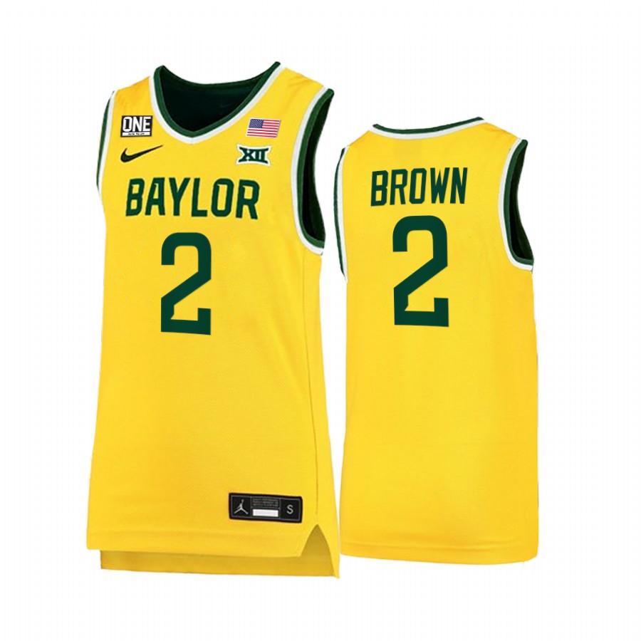 Baylor Bears Kendall Brown Jersey 2022 College Gold Big 12 Uniform