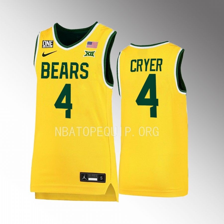 Baylor Bears LJ Cryer Jersey 2022-23 Alternate Gold Uniform