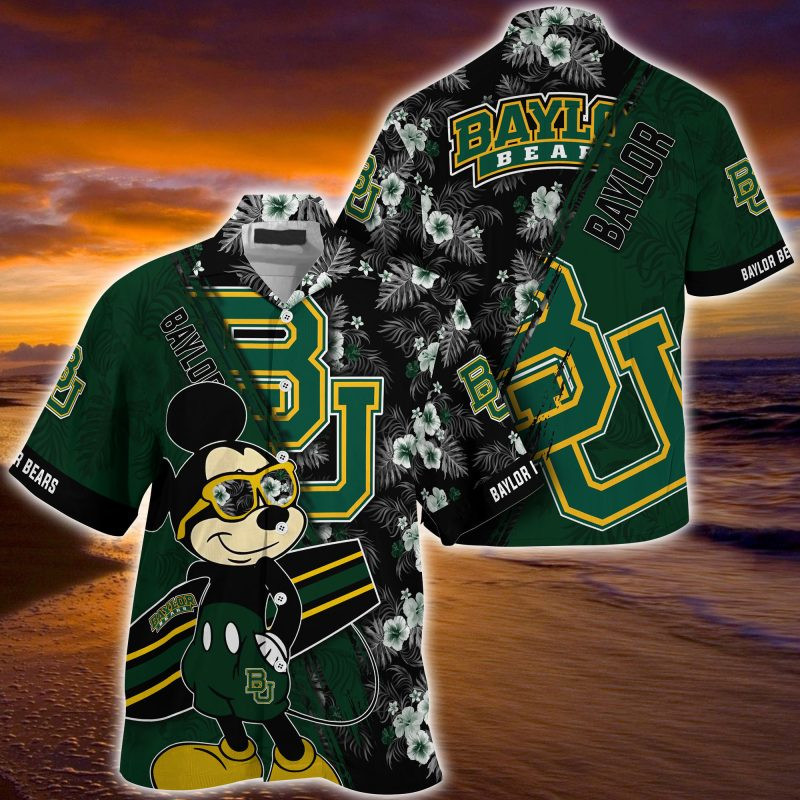 Baylor Bears NCAA Summer Hawaiian Shirt Mickey And Floral Pattern