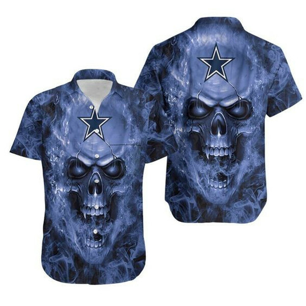 Beach Dallas Cowboys Fan Skull Hawaiian Shirt