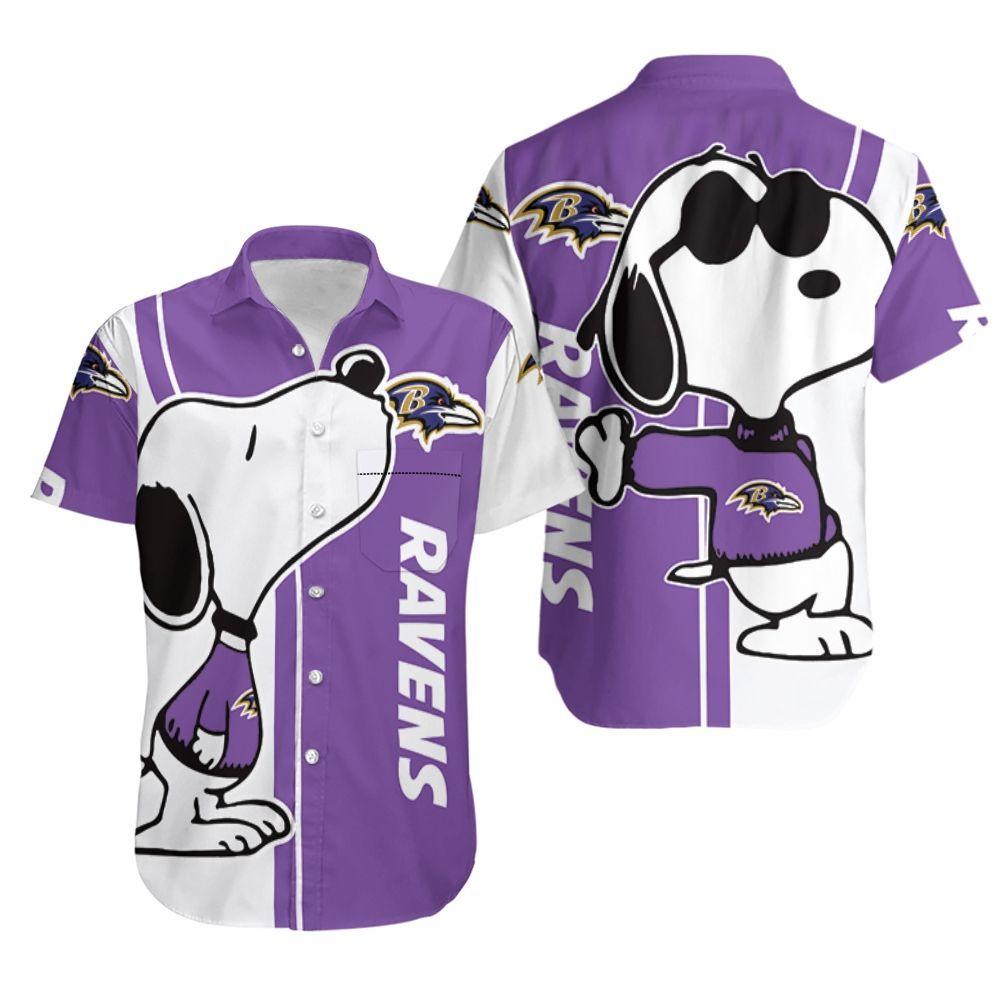 Beach Shirt Baltimore Ravens Snoopy Lover 3D Printed Hawaiian Shirt