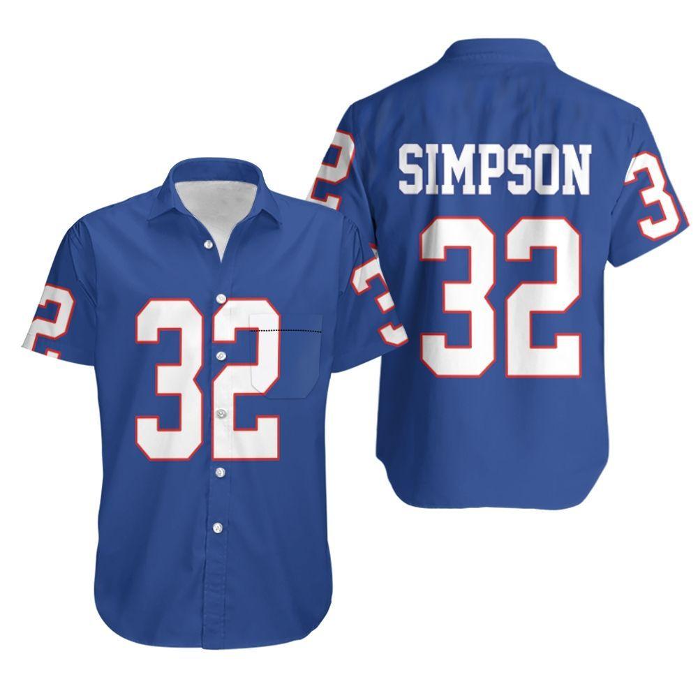 Beach Shirt Buffalo Bills 32 O J Simpson Men Royal Vintage Jersey Inspired Style Hawaiian Shirt