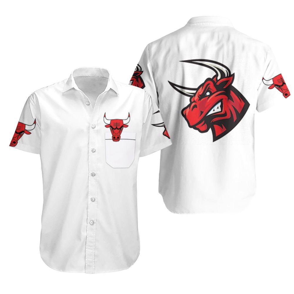 Beach Shirt Chicago Bulls Basketball Classic Mascot Logo Gift For Bulls Fans White Hawaiian Shirt