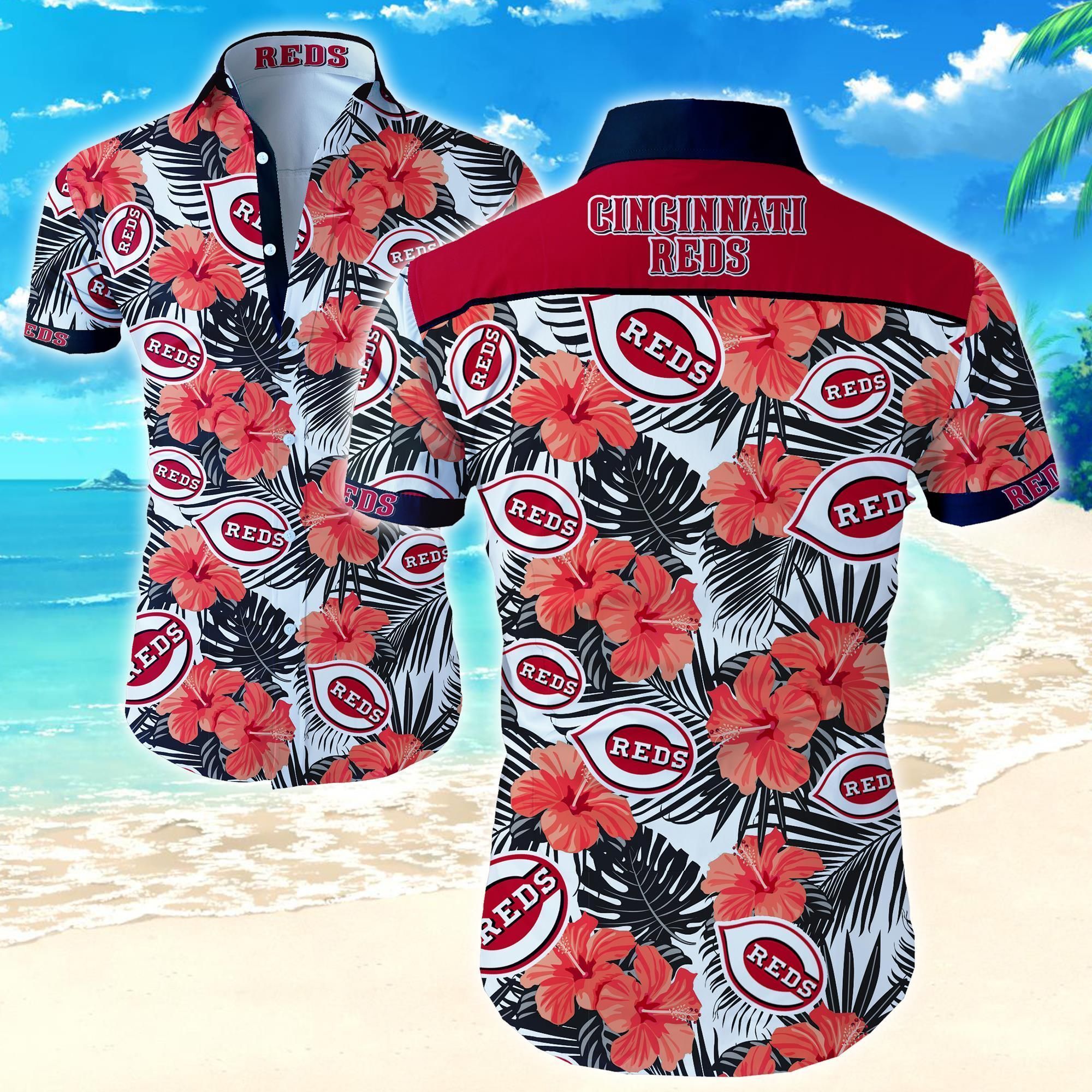 Beach Shirt Cincinnati Reds Hawaiian Shirt Summer Button Up Shirt For Men Beach Wear Short Sleeve Hawaii Shirt