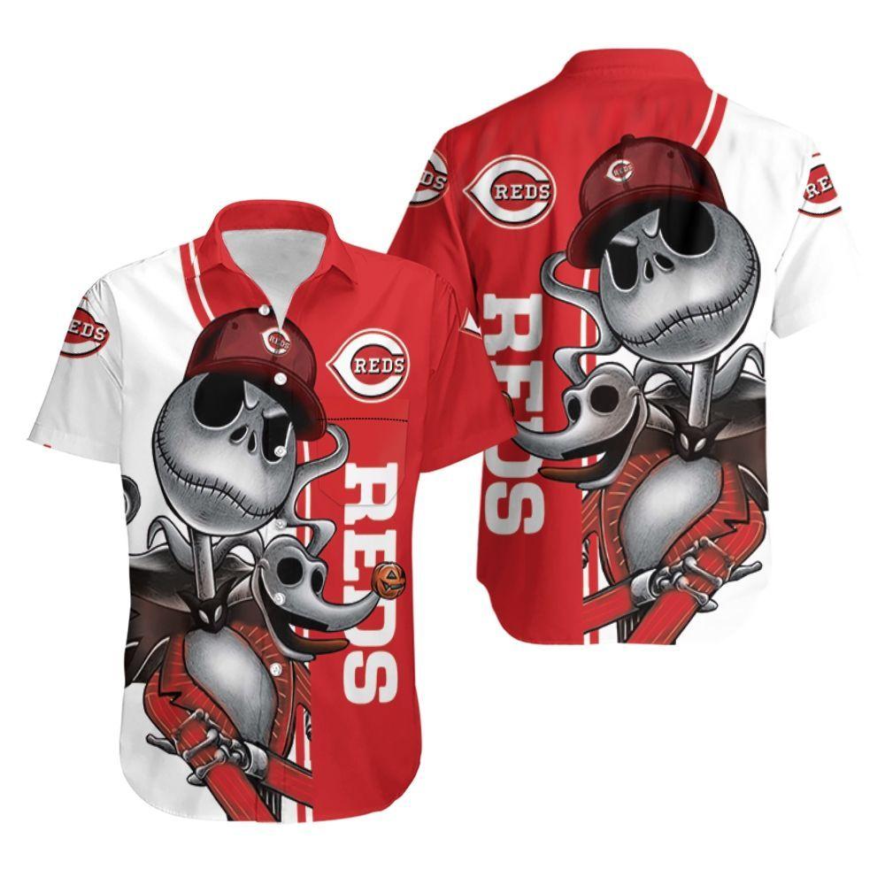 Beach Shirt Cincinnati Reds Jack Skellington And Zero Hawaiian Shirt