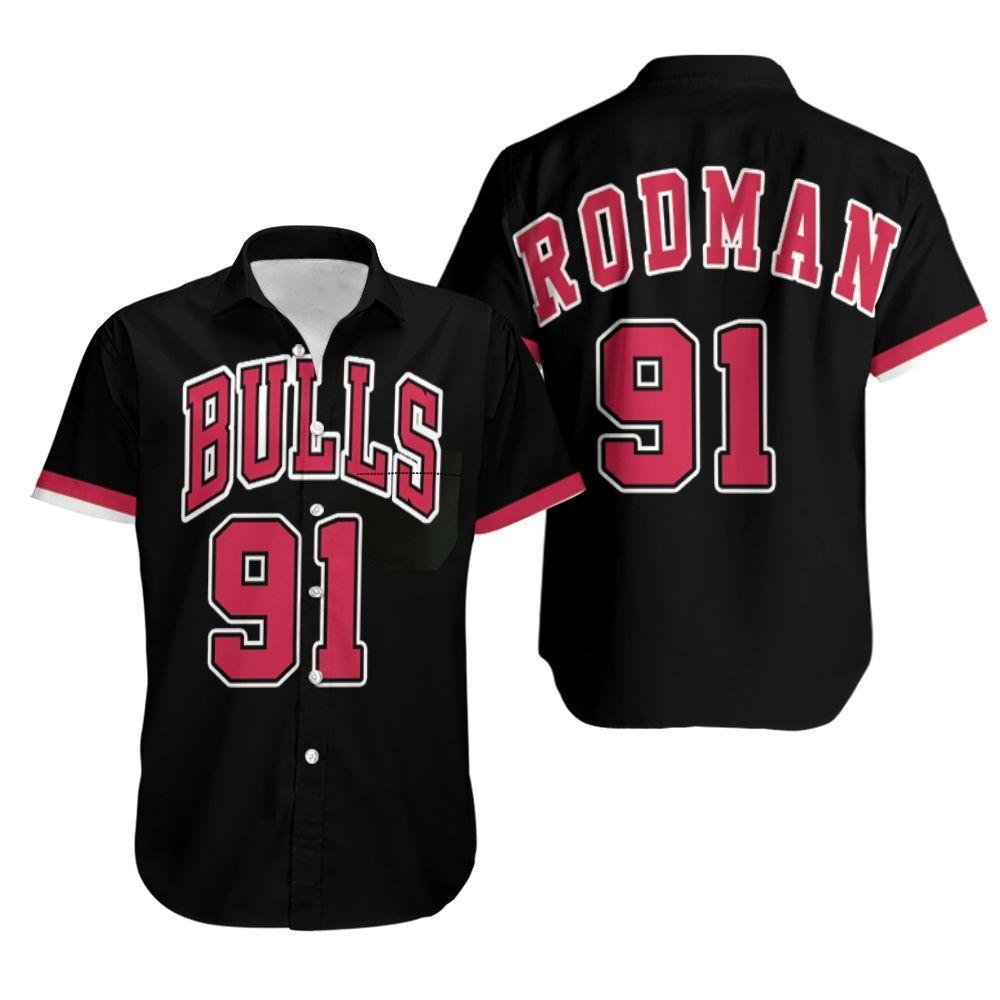 Beach Shirt Dennis Rodman Chicago Bulls 1995-96 Hardwood Classics Jersey Hawaiian Shirt