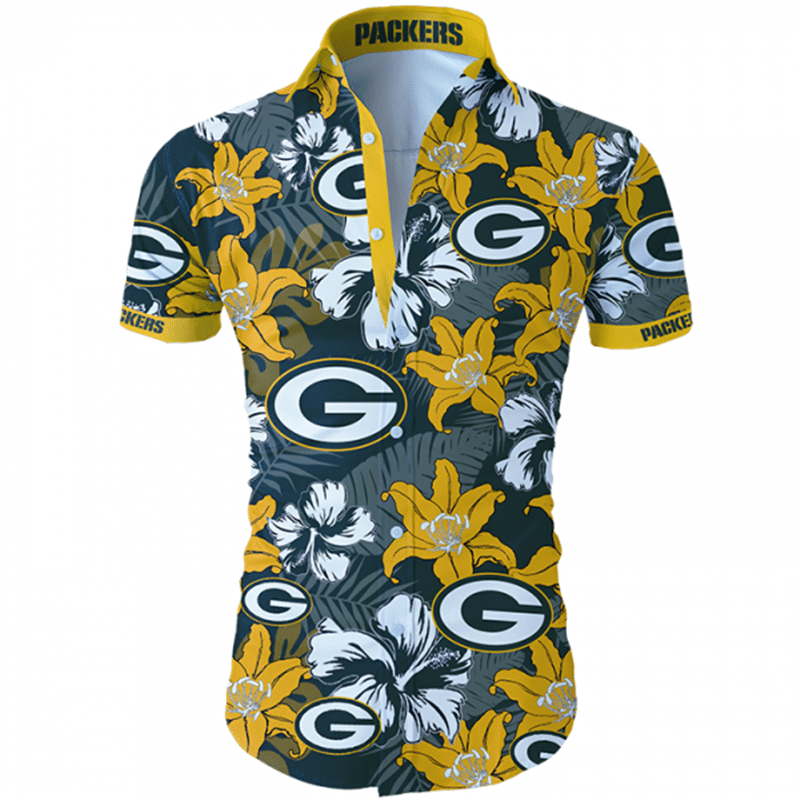 Beach Shirt Green Bay Packers Hawaiian Shirt Tropical Flower For Fans