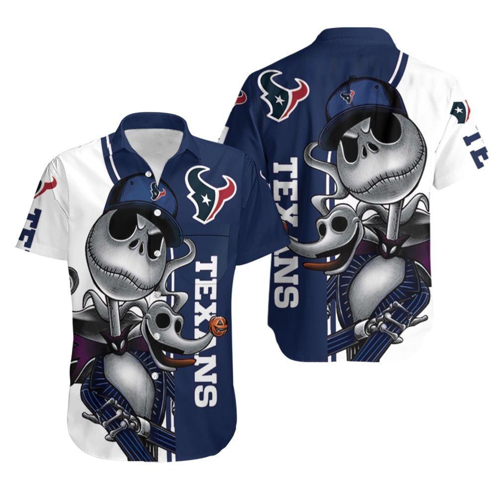 Beach Shirt Houston Texans Jack Skellington And Zero Hawaiian Shirt