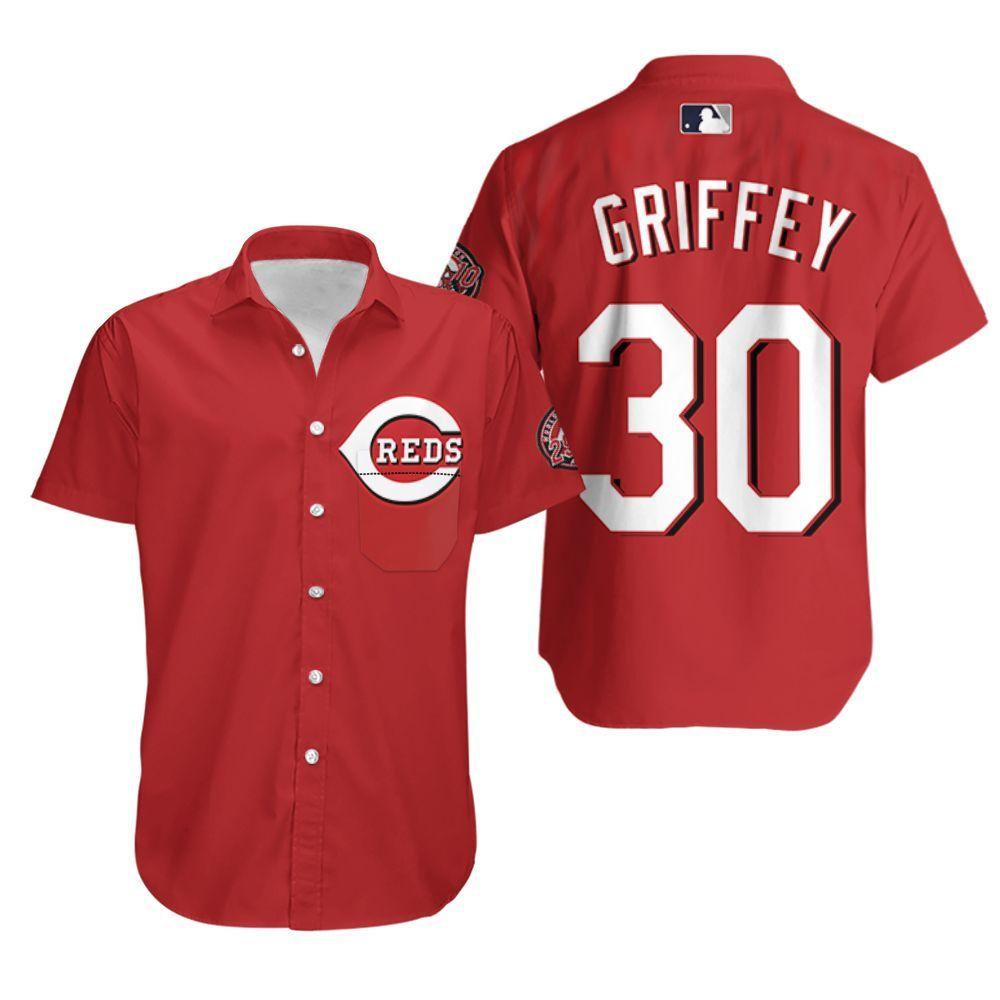 Beach Shirt Ken Griffey Jr 30 Cincinnati Reds 2020 Majestic Team Red Jersey Inspired Style Hawaiian Shirt