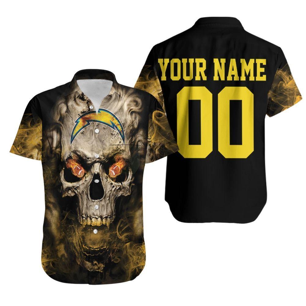 Beach Shirt Los Angeles Chargers Skull Los Angeles Chargers 3D Personalized Hawaiian Shirt