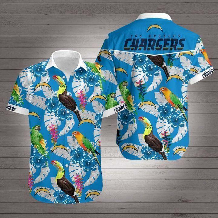 Beach Shirt Los Angeles Chargers Team Hawaiian Shirt White Men Women Beach Wear Short Sleeve Hawaii Shirt