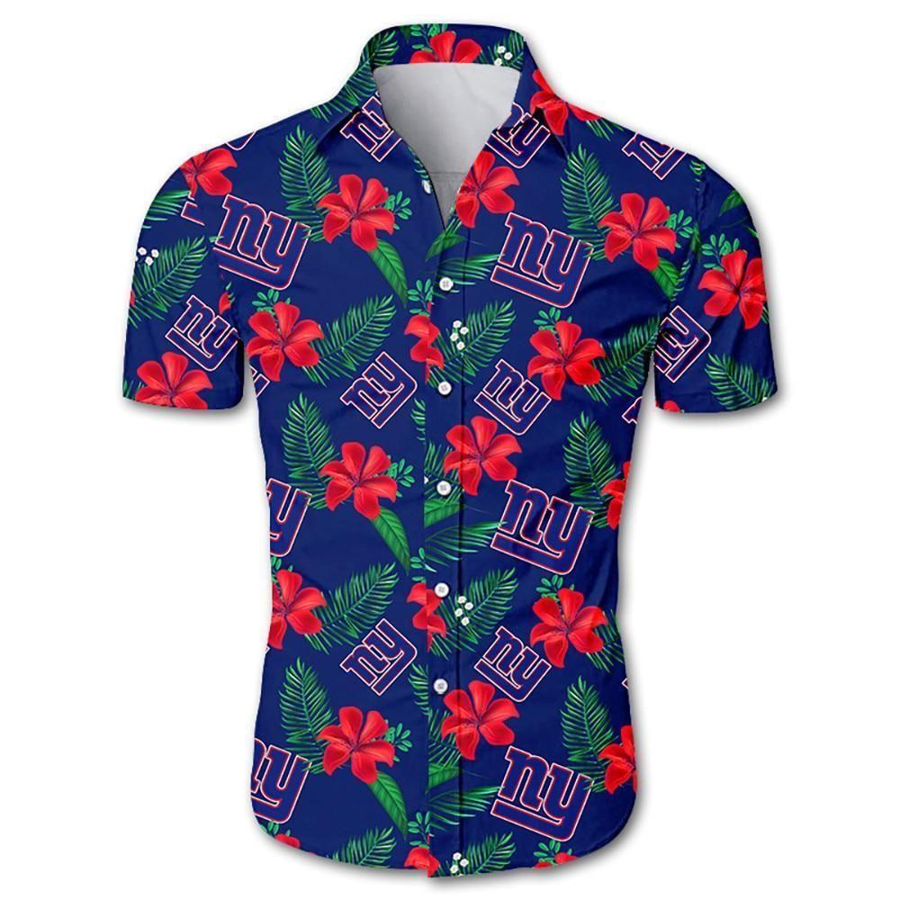 Beach Shirt New York Giants Hawaiian Shirt Floral Button Up Slim Fit Body