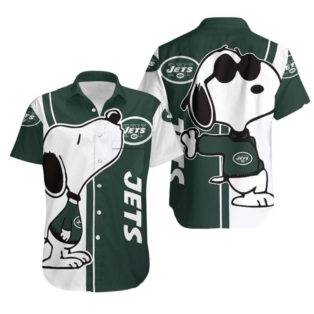Beach Shirt New York Jets snoopy lover printed Hawaiian Shirt