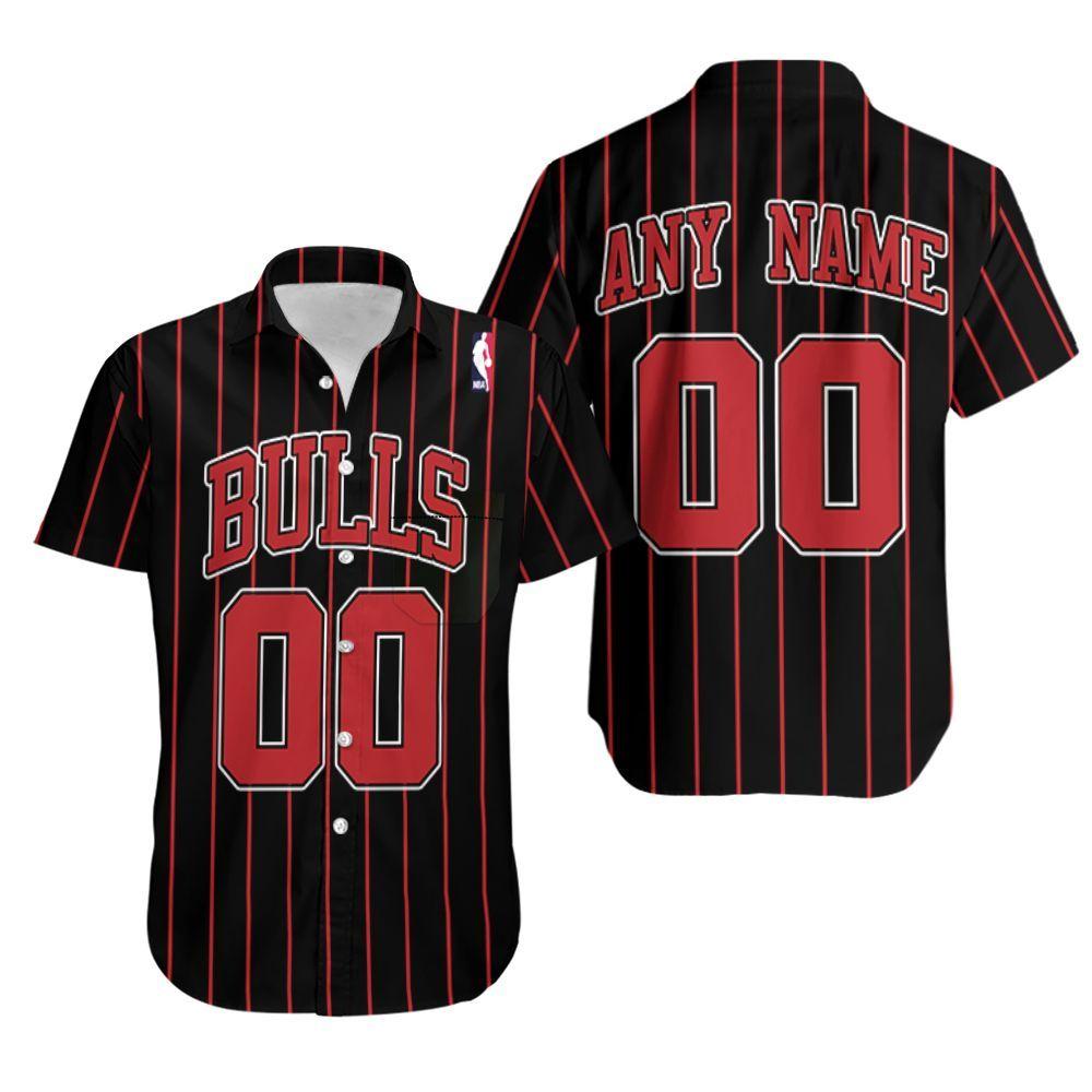 Beach Shirt Personalized Chicago Bulls Any Name 00 90S Throwback Red Striped Black Jersey Inspired Hawaiian Shirt