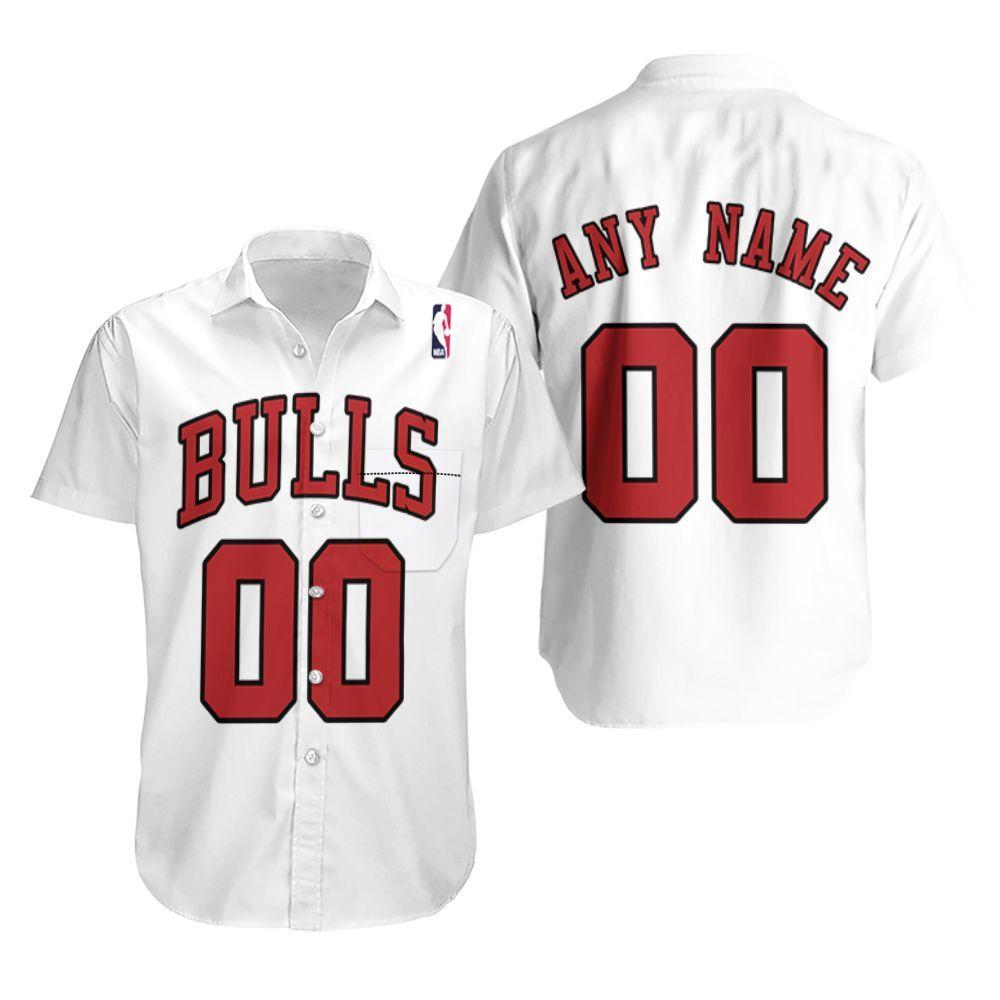 Beach Shirt Personalized Chicago Bulls Any Name 00 Throwback 90S White Jersey Inspired Style Hawaiian Shirt