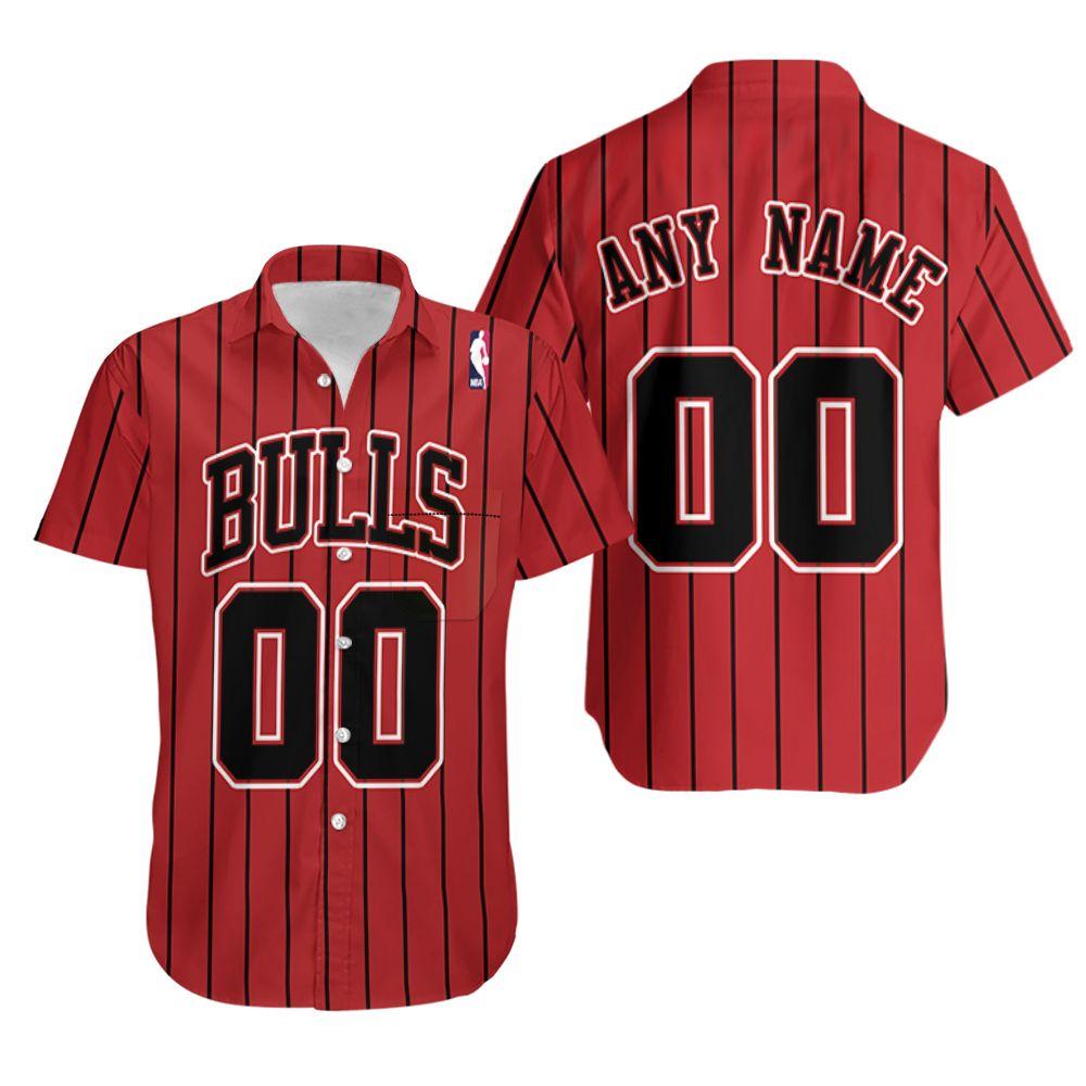 Beach Shirt Personalized Chicago Bulls Throwback Red Black Stripe Jersey Inspired Style Hawaiian Shirt