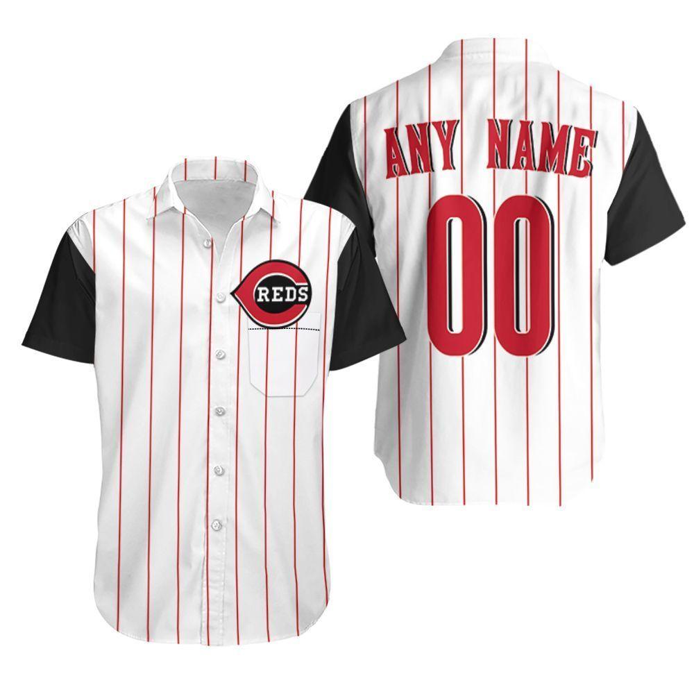 Beach Shirt Personalized Cincinnati Reds Majestic 1999 Throwback White Red Striped Jersey Style Inspired Hawaiian Shirt