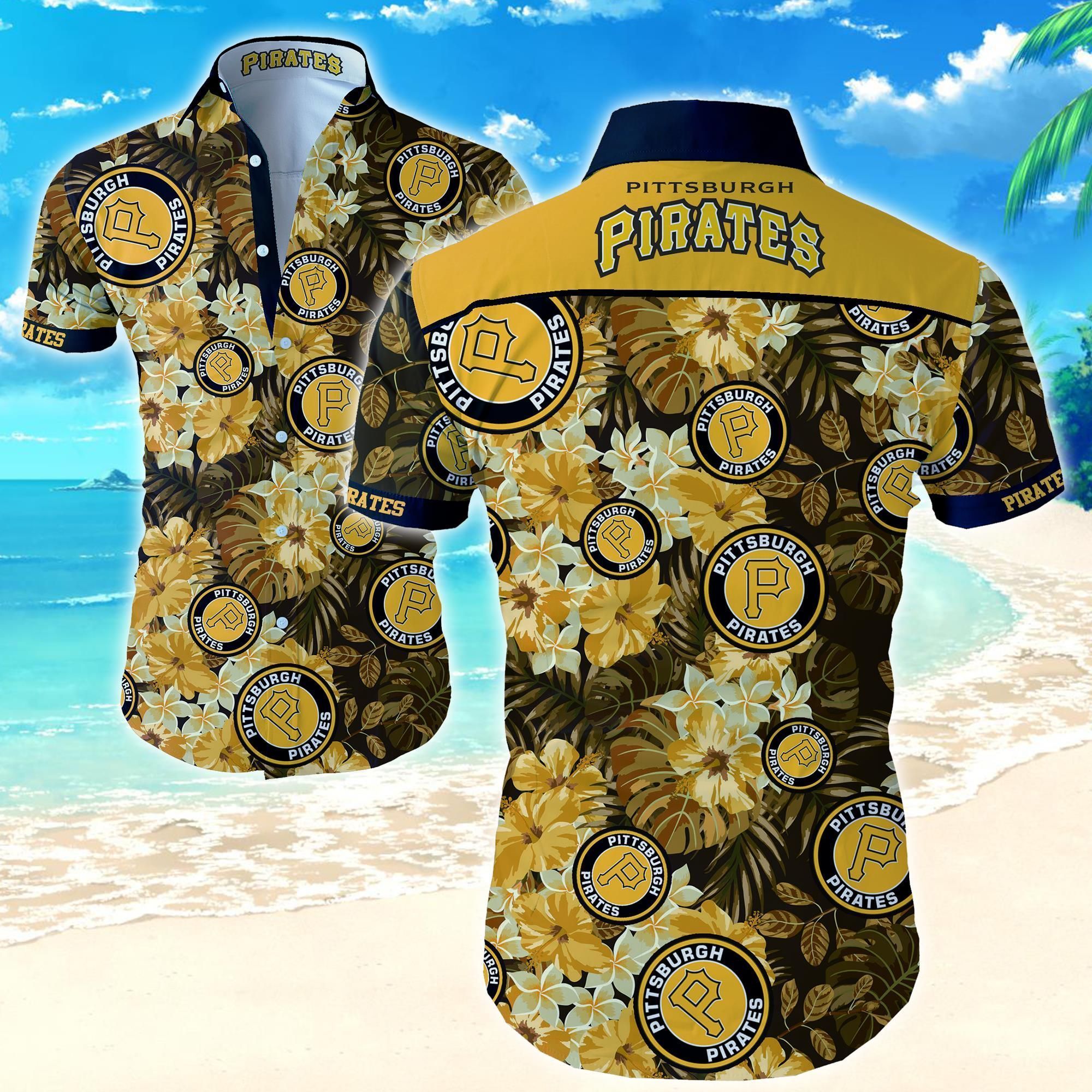 Beach Shirt Pittsburgh Pirates Hawaiian Shirt Summer Button Up Shirt For Men Beach Wear Short Sleeve Hawaii Shirt