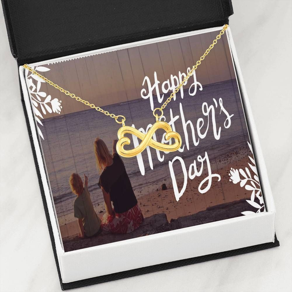 Beachside With Mom Happy Mother’s Day Infinity Heart Necklace Gift For Mom