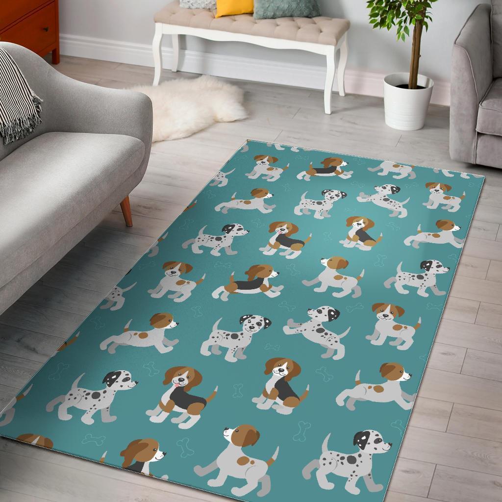 Beagle Dog Bone Pattern Print Area Limited Edition Rectangle Rug