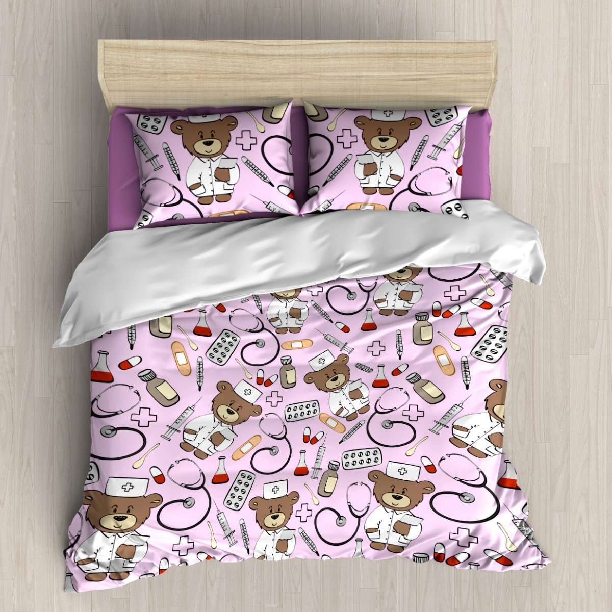 Bear Nurse 3D Customized Duvet Cover Bedding Set
