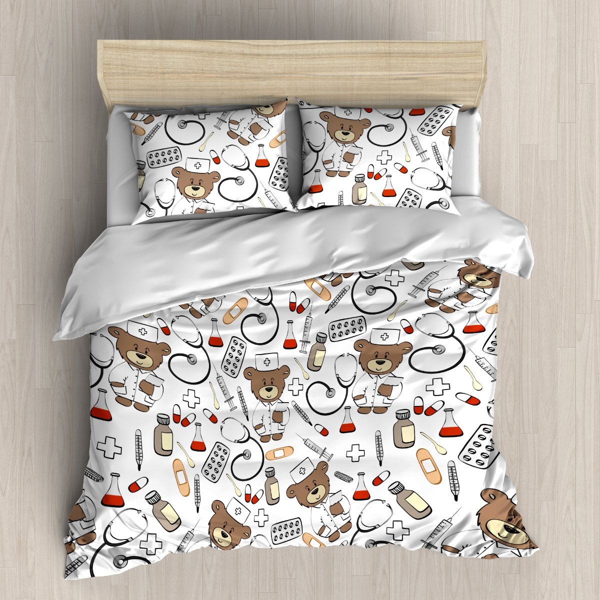Bear Nurse V2 3D Customized Duvet Cover Bedding Set