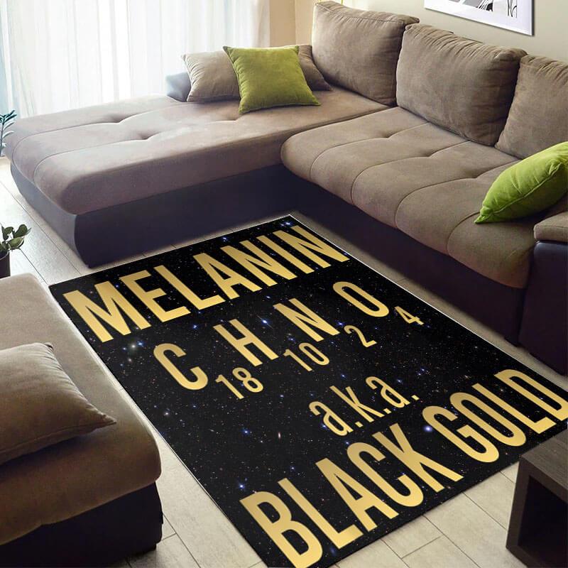 Beautiful African Afro American Melanin Woman Black Gold Large House Rectangle Rug