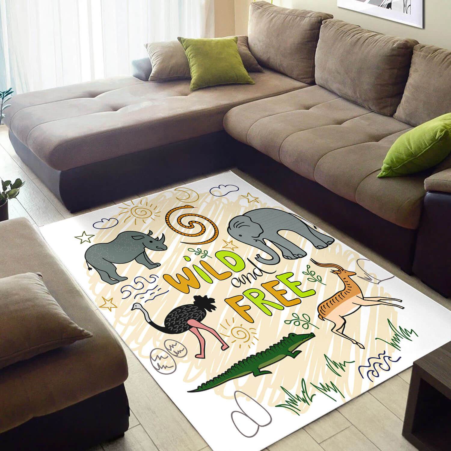 Beautiful African American Adorable Themed Animals Design Floor Carpet Room Rectangle Rug