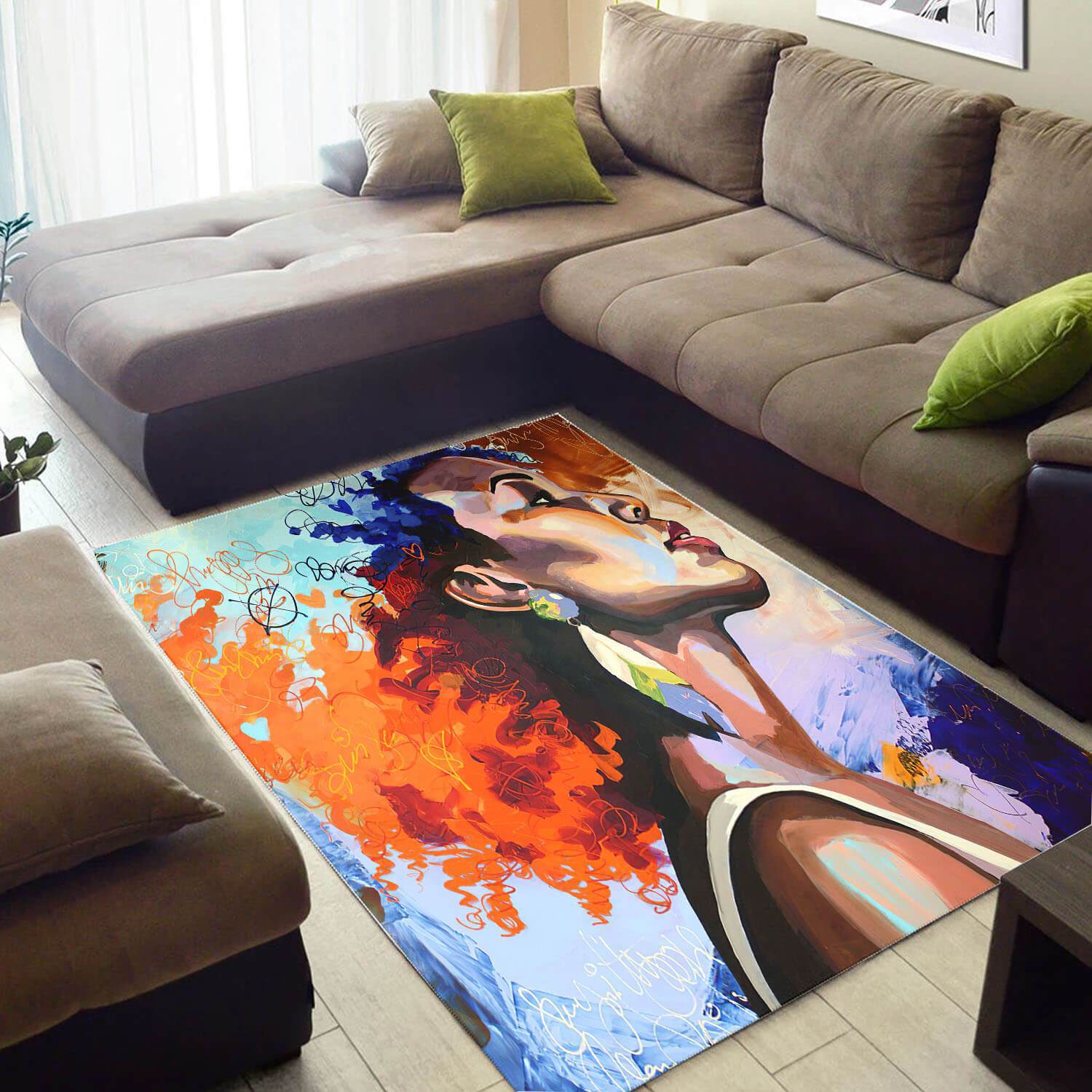 Beautiful African American Afro Girl Carpet Room Rectangle Rug