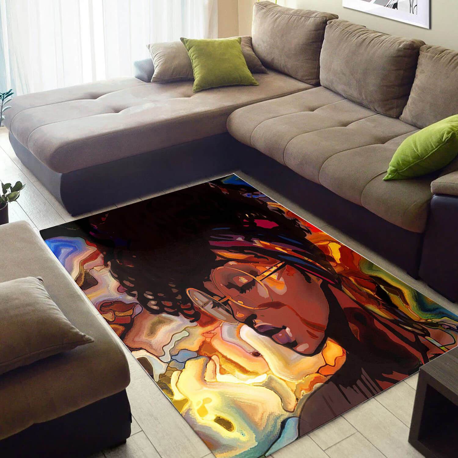 Beautiful African American Cute Afro Melanin Woman Style Floor Themed Home Rectangle Rug