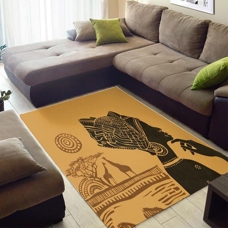 Beautiful African American Cute Afrocentric Melanin Afro Woman Large Style Rectangle Rug