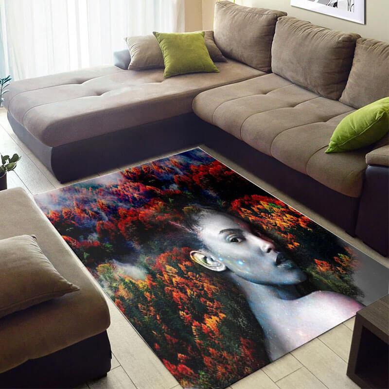 Beautiful African American Fancy Girl Style Floor Rectangle Rug