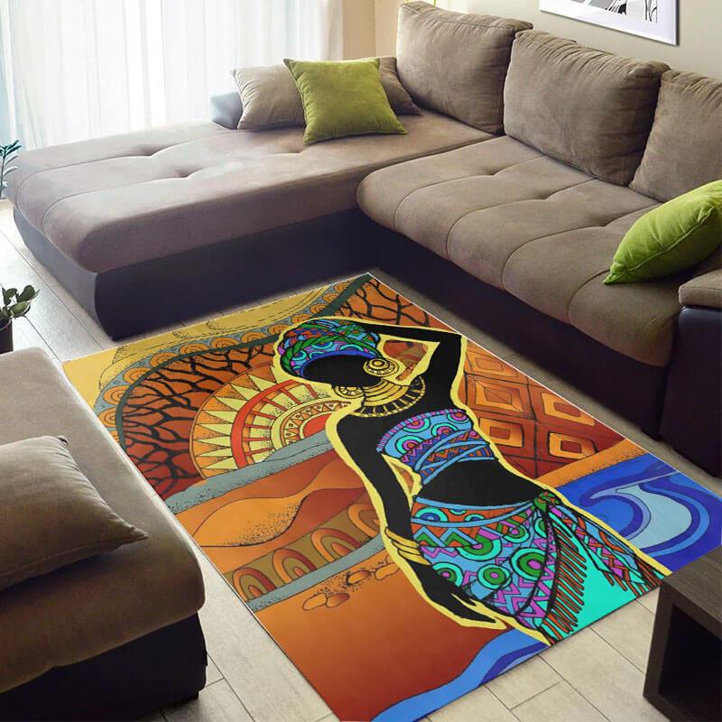 Beautiful African American Fancy Themed Afro Girl Style Carpet House Rectangle Rug