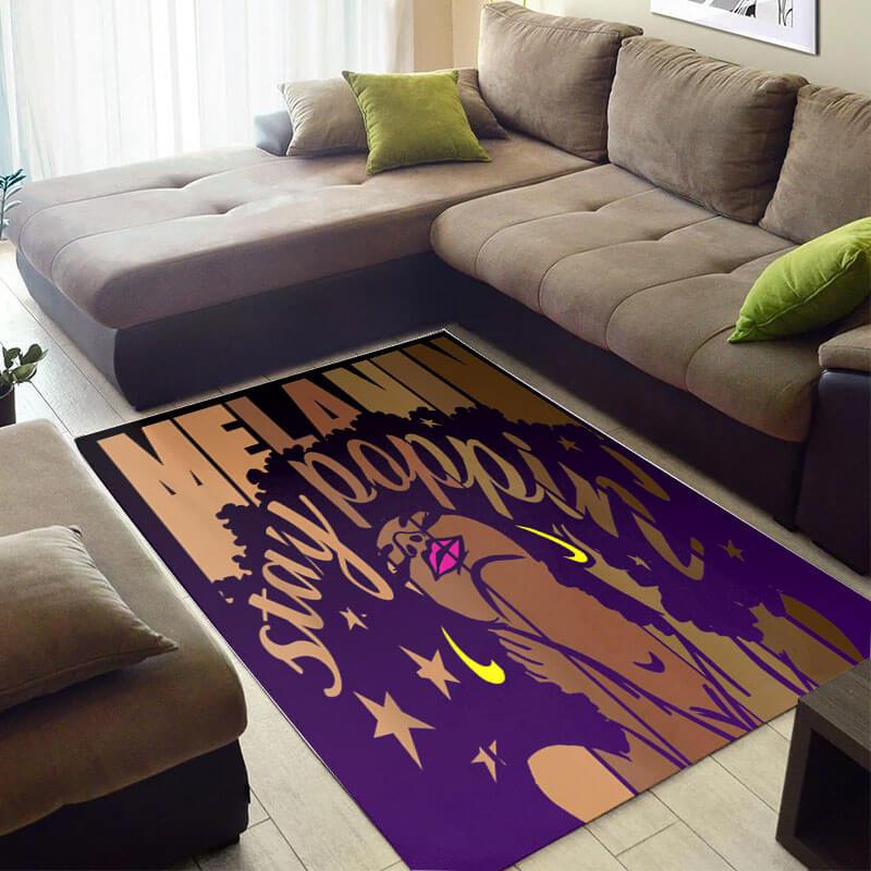 Beautiful African American Pretty Afro Lady Melanin Stay Poppin Style Floor Inspired Home Rectangle Rug