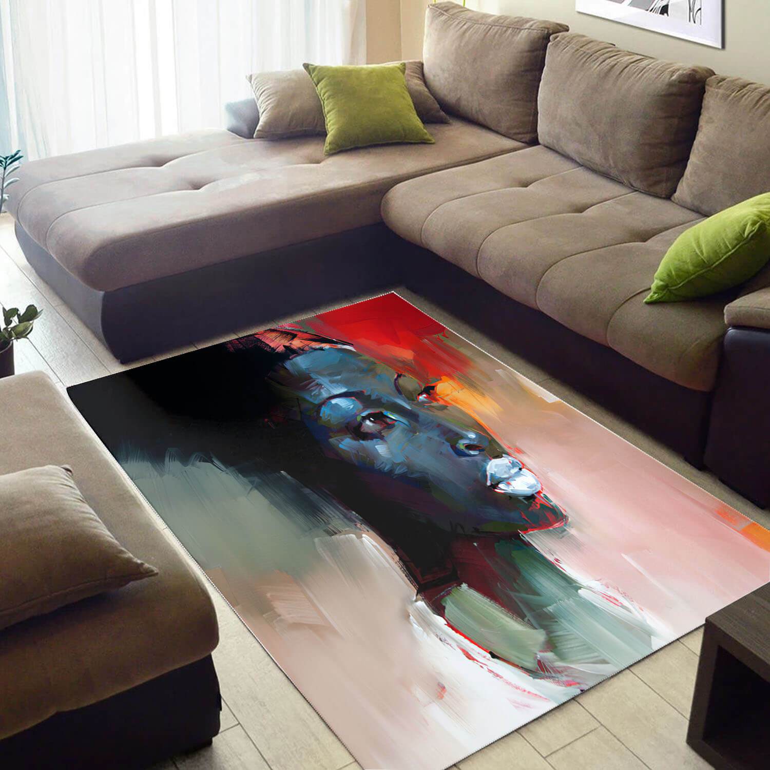 Beautiful African Cute Afro American Woman Large Living Room Rectangle Rug
