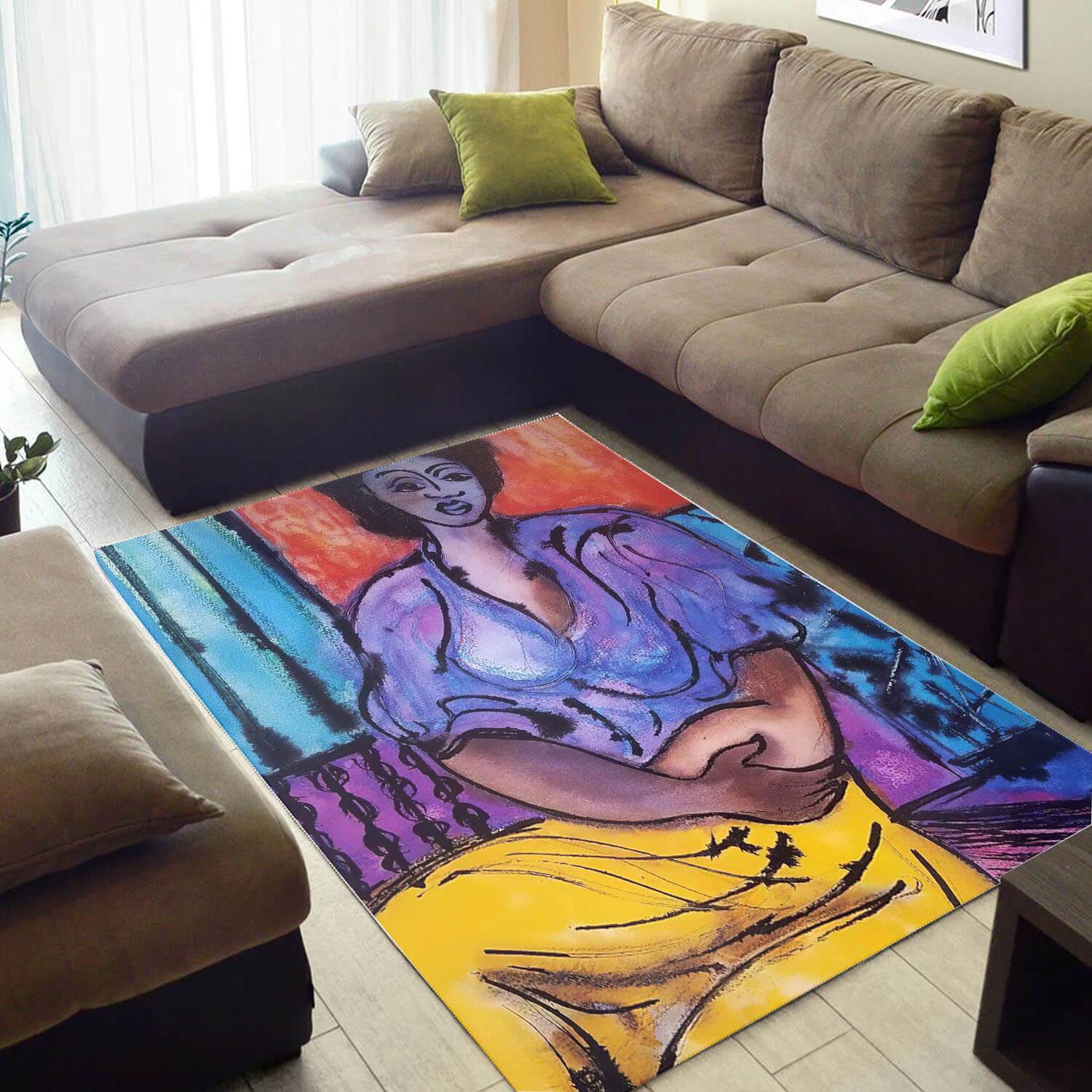 Beautiful African Cute Natural Hair Black Girl Style Room Rectangle Rug