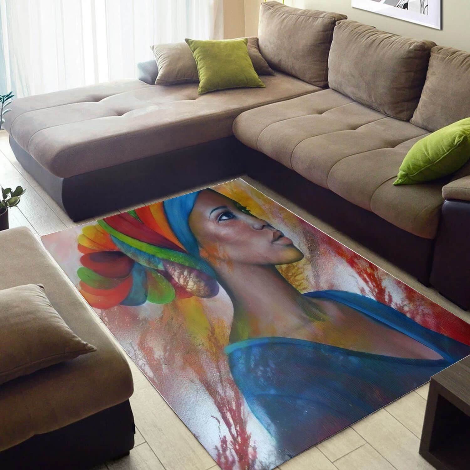 Beautiful African Cute Natural Hair Melanin Afro Woman Themed Carpet House Rectangle Rug