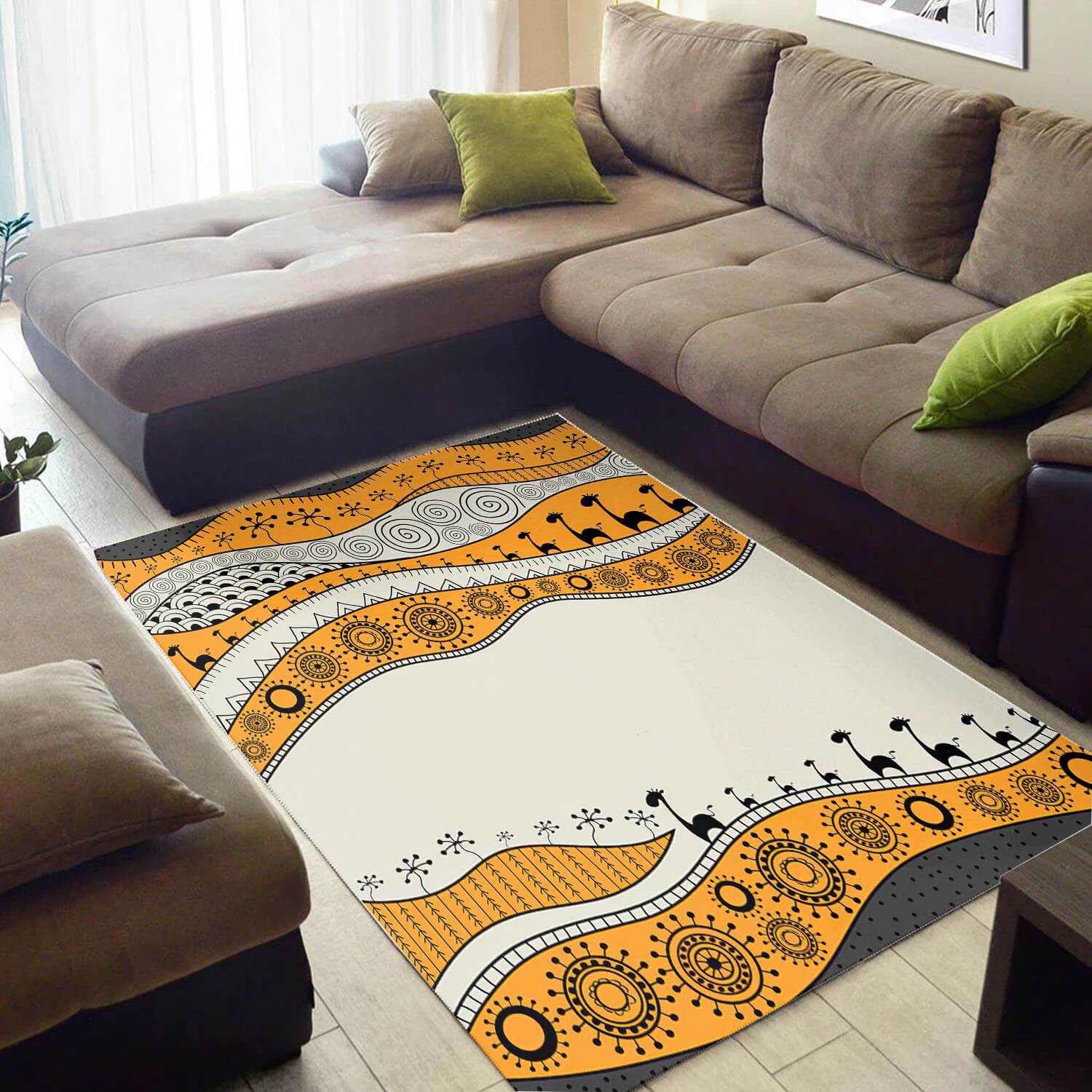 Beautiful African Cute Themed Ethnic Seamless Pattern Style Floor Living Room Rectangle Rug
