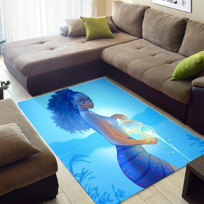 Beautiful African Fancy Afro Lady Large House Rectangle Rug