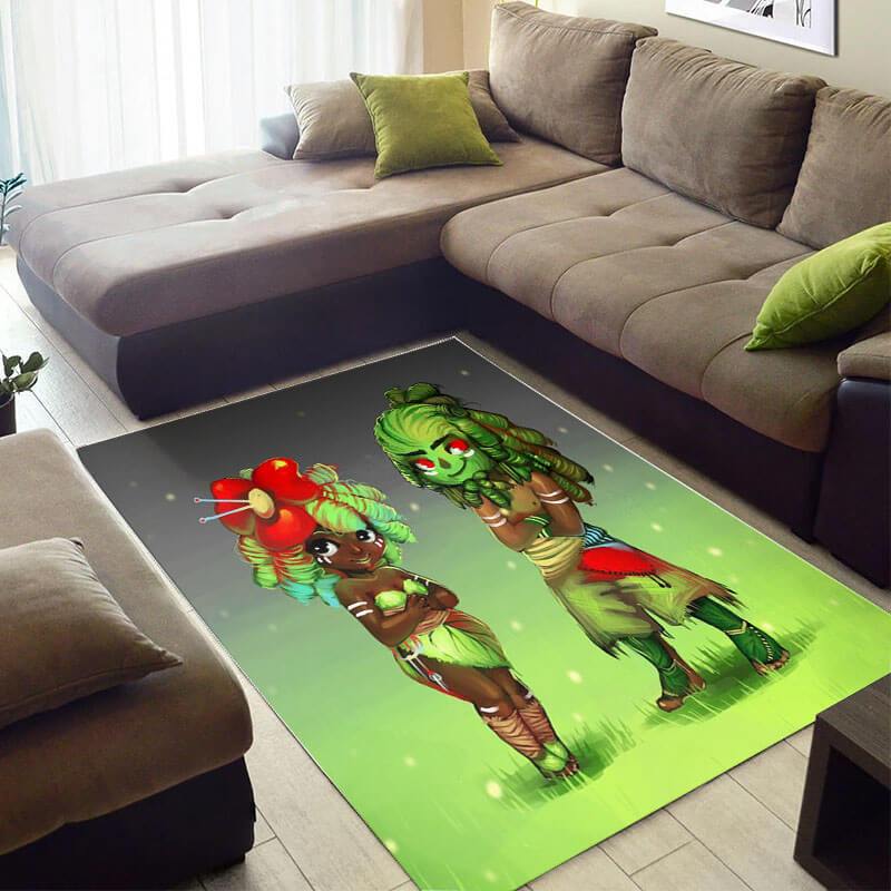 Beautiful African Fancy Inspired Melanin Afro Girl Large Carpet Style Rectangle Rug