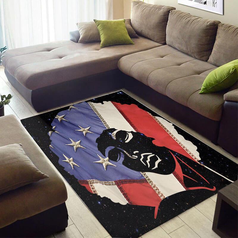 Beautiful African Fancy Natural Hair Melanin Afro Girl Design Floor Style Rectangle Rug