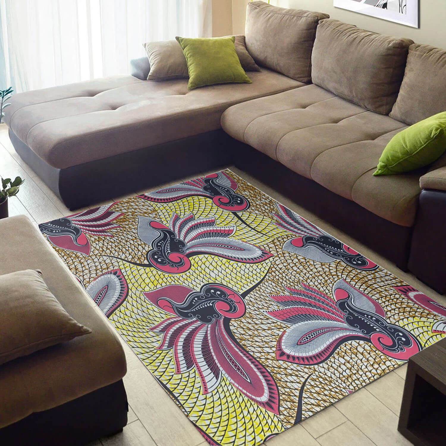 Beautiful African Holiday Afrocentric Pattern Art Themed Carpet Style Rectangle Rug